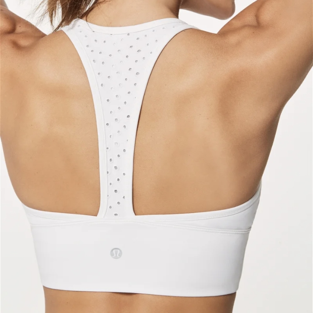 Lululemon White Ornate Racer Back Sports Bra Size 8